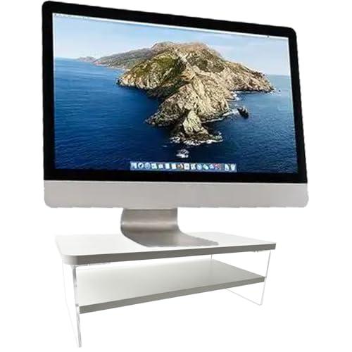 TINOMAR Monitor Stand Riser, 2 Tier Wood and Acrylic Computer Monitor Stand Riser for Desk for iMac, PC, Laptop, Ergonomic White Monitor Stand for Home and Office, 15.75 Inch TINOMAR Monitor Stand Riser, 2 Tier Wood and Acrylic Computer Monitor Stand Riser for Desk for iMac, PC, Laptop, Ergonomic White Monitor Stand for Home and Office, 15.75 Inch