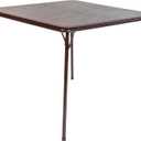 Flash Furniture Madelyn 33.5" Square Folding Multipurpose Card Table with Padded Vinyl Top, Portable Folding Game Table for 4 Players, Brown, 1 Piece Table