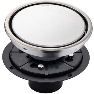 6 inch brushed circular shower floor drain, concealed tile-in installation, complete with sealing ring flange assembly and removable drain cover plate, SUS stainless steel