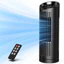JRD 13'' Tower Fan for Bedroom, Quiet Cooling Desk Fan with Remote, 80° Oscillating, 3 Speed, 4 Mode, 12h Timer, Digital Touch Screen, Portable, Safe Bladeless Table Fan for Home Desktop Office
