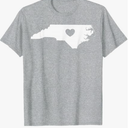 North Carolina Heart State Silhouette T-Shirt, Heather Gray, Medium