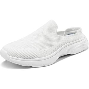 DREAM PAIRS Mules for Women Shoes Slip on Sneakers Knit Flats Lightweight Breathable Comfortable Walking Shoes (8, White)