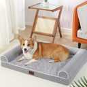 TJSOULER Orthopedic Dog Beds for Small Medium Dogs,Waterproof Lined Egg Crate Foam Pet Bed Mat with Removable and Washable Cover and Non Slip Bottom,Dog Sofa Soft Bed (M(28x23x6.5)Inches, Grey)