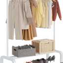 JIUYOTREE Standard Clothes Clothing Garment Rack with Storage Shelves Clothes Organizer for Hanging Clothes Coat Jacket Shirt Sweater Jeans White (34"W x 16.7"D x 58"H without wheels)