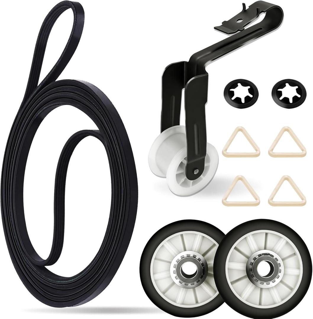 NED4600YQ1 NED4700YQ1 Dryer Roller Repair Kit, Fit for Ama-na Models NED4600YQ2 NED4655EW1 NED4600YQ0 NED4655EW0 NED4500TQ0 NED4800VQ0 with 341241 Dryer Belt, 349241t Drum Roller, 691366 Idler Pulley