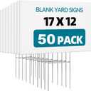 Lawn Signs Corrugated Plastic 17x12 Inches Blank Yard Signs with Stakes for Yard Sale Sign Outdoor, Garage Sale, Open House, Estate Sale, Guidepost, Birthday Party (50 Pack)