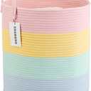 Rope Laundry Basket Hamper for Kids Girl Woven Storage Basket for Living Room Bedroom Boho Tall Baskets for Blanket Toys Pillow Towels Baby Nursery Hamper Bin rainbow (Regular)