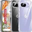 Oterkin for Google Pixel 9a Case Clear, [20X Anti-Yellowing] Transparent Pixel 9a Phone Case with [Tempered Glass Screen Protector][Built-in 4 Airbags][10FT Military Grade Protection] (Clear)