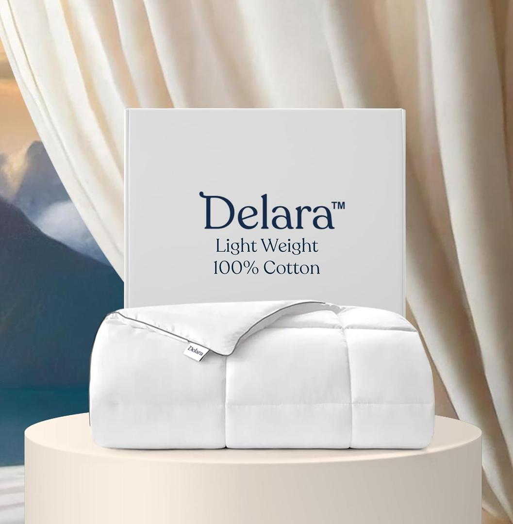 Delara King Duvet Insert  White Cotton Comforter  100% Organic Cotton Shell and Filled All Season, Breathable, Lightweight with 8 Tabs  GOTS Certified