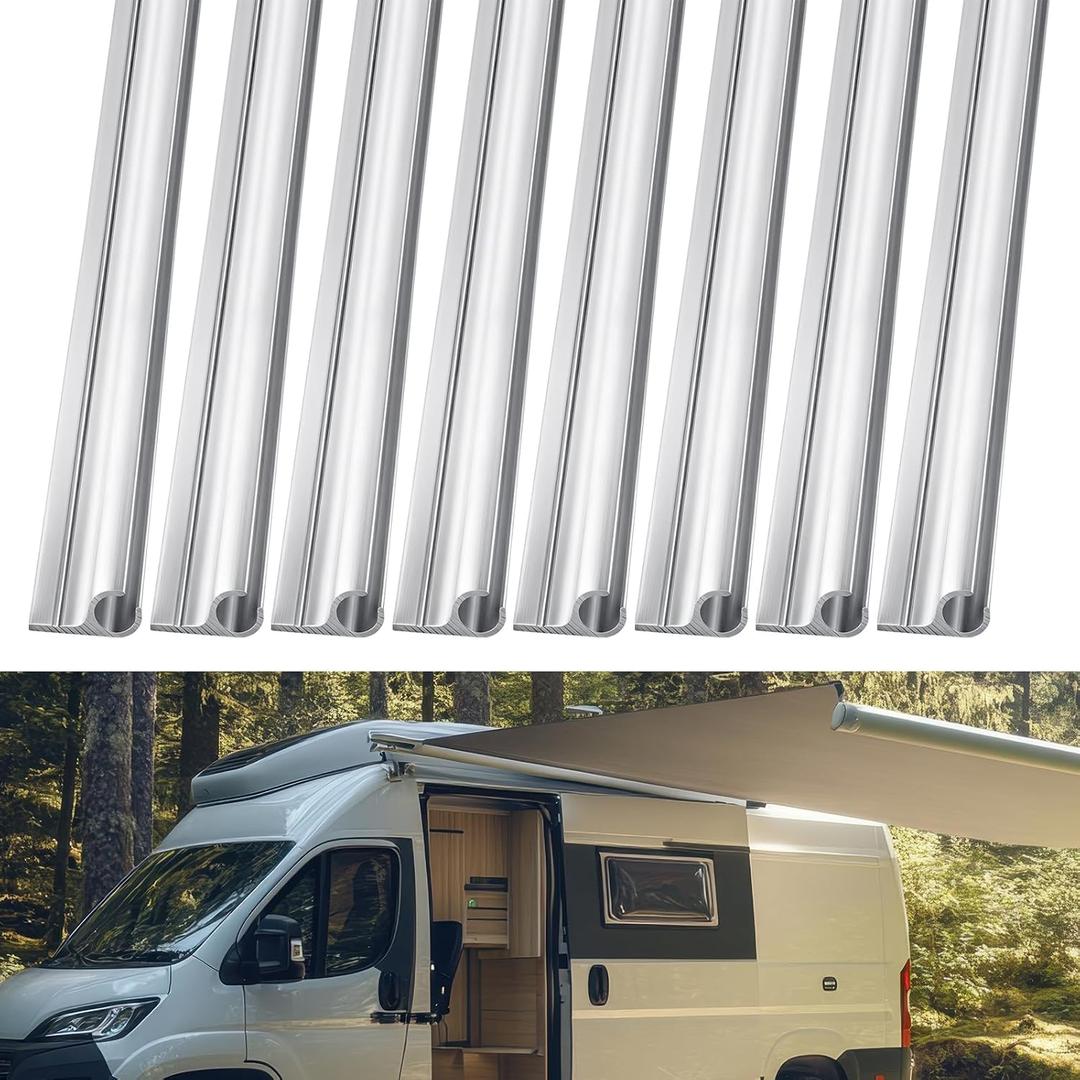 Zonon 8 Pcs Awning Rail C Channel 60cm Aluminum Channel Strips for All Rv, Caravan, Campervan Awnings Camping Tent Accessories (C-Channel)