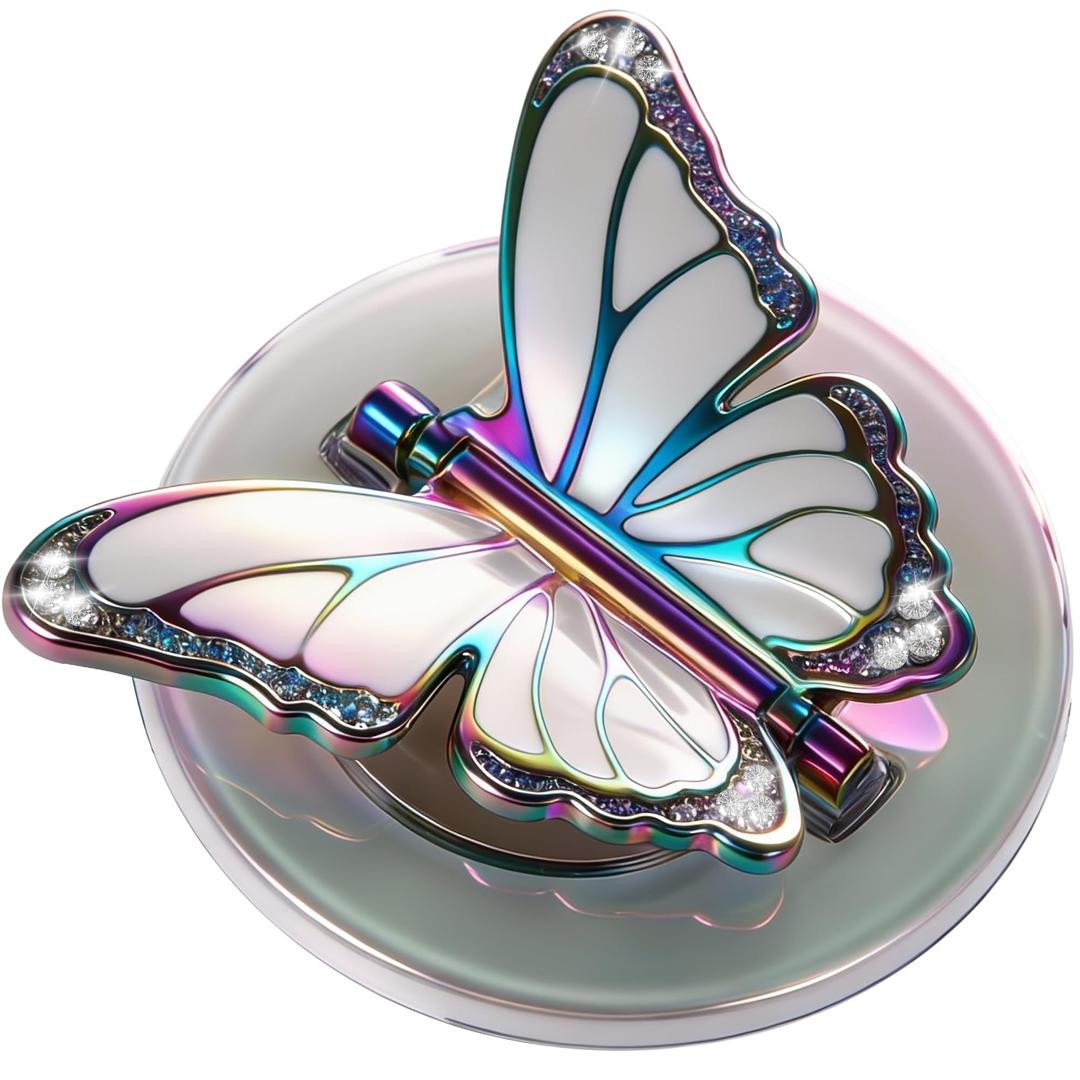 BANGMANG [2026 All-New] for MagSafe Butterfly Phone Grip, Glitter White