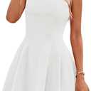 PRETTYGARDEN Summer Dresses for Women 2026 Elegant Classy Spring A Line Business Casual Work Graduation Cocktail Short Dress (White) L