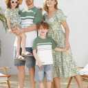 PATPAT Family Matching Summer Outfits, Mommy and Me Matching Shirts Dresses Paisley Print Matching Dresses for Family (2T, Green Paisley Floral)