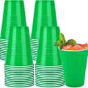 Kochorie 50 Pack 16 Ounce Disposable Plastic Cups Green Plastic Party Cups Heavy Duty Drinking Cup Bulk for Party Christmas Graduation Wedding Birthday Halloween Festival Supplies