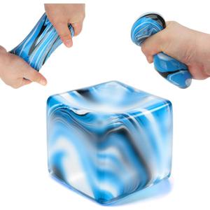 8 x Ice Cube Squishy, Slow Rising Square Shape Stress Balls for Adults(Blue) | Ice Cube Fidget Toys for Adults Sensory Toy for Anxiety Relief ADHD Office School Stocking Stuffer Classroom Prizes Gifts