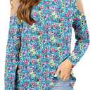 storeofbaby Girls Casual Cold Shoulder Shirts Long Sleeve Crewneck Tops Loose Fit Blouses 5-14 Years (B Blue Purple)
