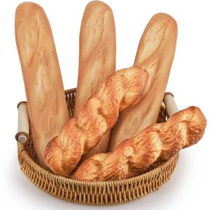5pcs Fake Bread Set Artificial French Bread for Display Faux Loaves Food Decoration Realistic Twist Baguette Loaf Simulation Long Dessert Photography Prop Breadsticks Model Shop Barley