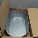 Ice Bucket Galvanized Tub, 2 Pcs 5 Gallon Oval Beverage Tub, Drink Cooler Ice Buckets for Parties, Metal Bucket with Rattan Handle for Beer Whiskey Wine and Cocktails (Galvanized)