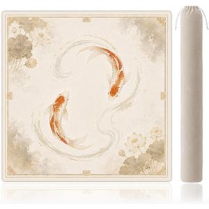 Ivory Koi Lotus Mahjong Mat for Table
