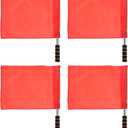 4Pcs Red Referee Flags with Stainless Steel Poles and Sponge Handles 7X5.5 Inch Signal Flags for Track and Field Officials and Outdoor Sports