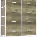 Sweetcrispy 8 Drawer Dresser for Bedroom Large Fabric Storage Tower Organizer Chest of Drawers with Metal Frame and Wooden Top for Nursery Closet Living Room Entryway, Oak Finish, 31.5"D x 11.8"W x 36.4"H
