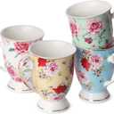 BTaT- Large Coffee Mugs, 12 oz, Set of 4, Floral Mugs for Coffee Cups Set, Porcelain Bone China, Tea Mug,