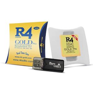 2025 R4 SDHC Gold Pro Card Dual Core Revolution Cartridge + USB Adapter & 16GB MicroSD TF Card KIT, for New 2DS/3DS/LL/XL NDSL NDSI, 270 & 742 in 1 Preloaded