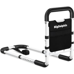 Bed Rails for Elderly Adults Safety - ASTM Approved Adjustable Bed Cane with Non-Slip Ergonomic Handle & Storage Pocket, Bed Railings for Seniors Support 350 LBS, Tool-Free