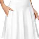 IUGA 20" Knee Length Skorts Skirts for Women with Pockets Tennis Skirt High Waisted Golf Skirts for Women Casual Athletic (Medium, White)