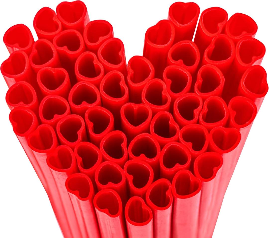 200pcs Red Heart Straws Bulk - Individually Wrapped for Pastel Weddings & Birthday Parties