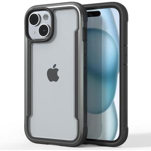RAPTIC Shield for iPhone 15 Case, Shockproof Protective Clear Case, Military Grade 10ft Drop Tested, Durable Aluminum Frame, Anti-Yellowing Technology Case, 6.1 inch, Black
