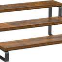 Giikin 3-Tier Spice Rack, 13.8 Inch Wood Step Shelf Countertop Spice Storage Holder, Kitchen Pantry Cabinet Organizer Cupboard for Spice Bottles, Jars, Seasonings, Baking Supplies, Metal Frame