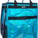 Reusable Grocery Bag On Wheels, Shopping Trolley, Rolling Tote with 8 Pockets and Zipper Cover, Foldable, Heavy Duty Handles, Carries Up to 46 LBS (Medium, Glitter Blue)