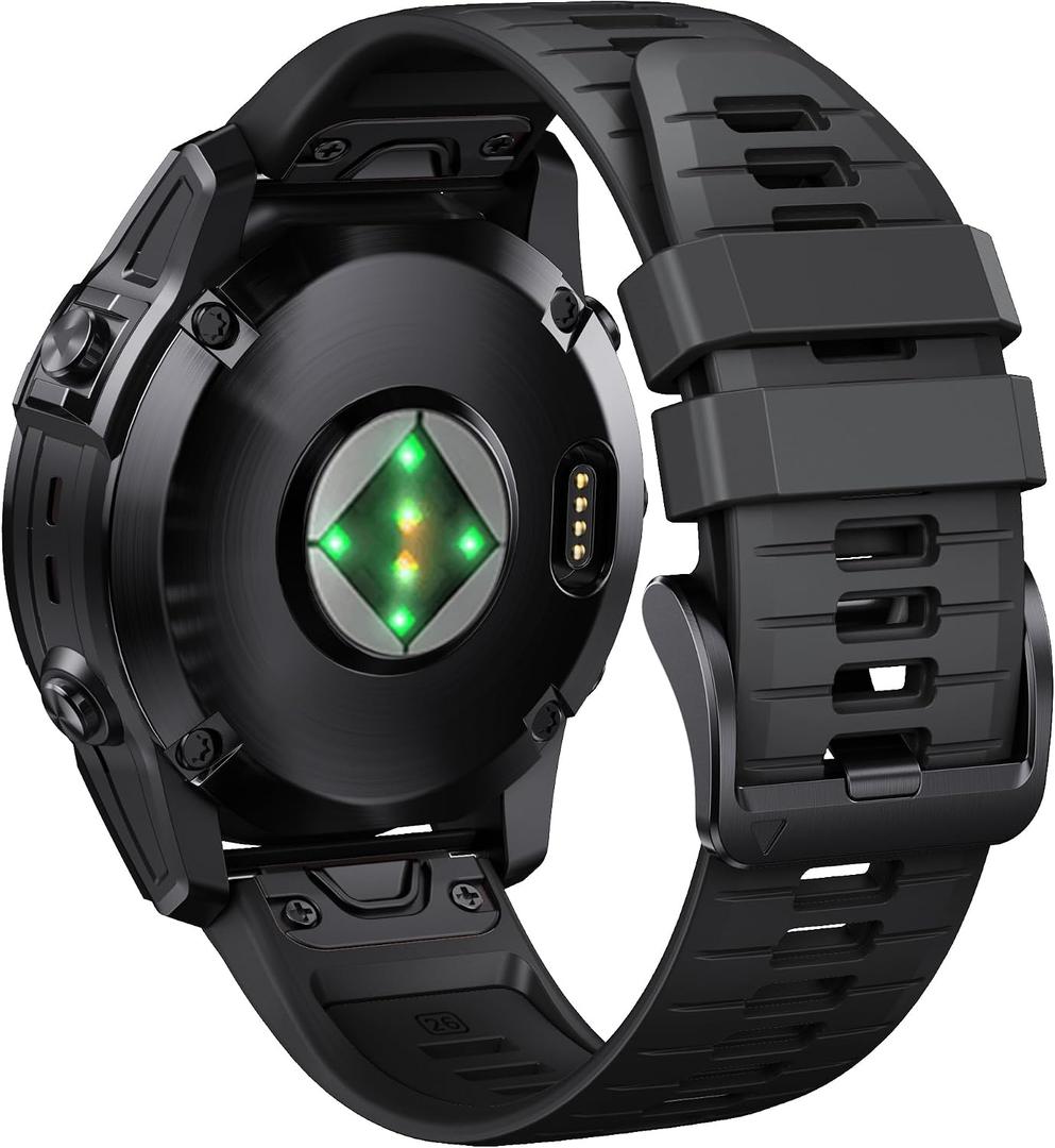 NotoCity for Fenix 7X Pro/6X Pro Band for Fenix 6X Strap Fenix 7X Band 26mm Width Fenix 5X Plus Wristband for Descent Mk2i/tactix Delta/tactix 7 Pro/tactix 7 AMOLED Soft Silicone Watch(Black)