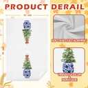SPBL&L Christmas Kitchen & Bath Towels, Blue & White Chinoiserie Christmas Tree Hand Towels, 16x24 Inch