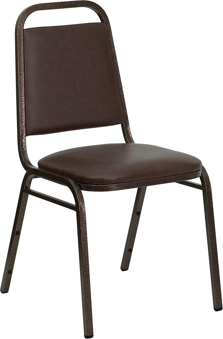 Flash Furniture HERCULES Series Trapezoidal Back Stacking Banquet Chair in Brown Vinyl - Copper Vein Frame (Set of 1)