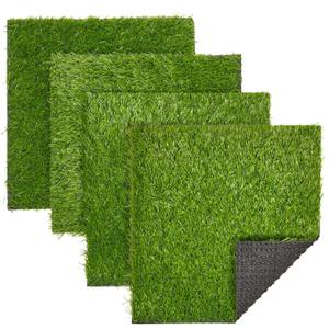 Juvale 4-Pack Non-Slip Artificial Grass Tiles for Indoor & Outdoor Use | 12x12-0.25 in Thick Mats | Easy to Clean & Durable, Soft Like Natural Lawn | Safe for Kids & Pets | Patio, Floor & Wall Decor