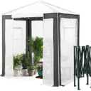 EAGLE PEAK 6x4 Portable Walk in Greenhouse with Polyester Reinforced Corners, Instant Pop up Indoor Outdoor Gardening Green House, Roll Up Zipper Entry Door and Mesh Windows, Gray/White