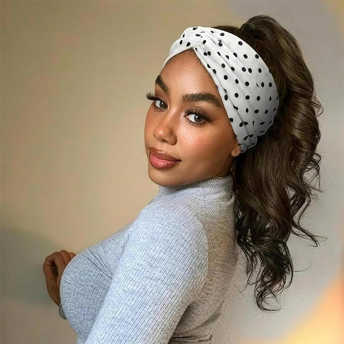DRESHOW 4 Pack Turban Headbands for Women Wide Vintage Head Wraps Knotted Cute Hair Band Accessories (4 Pcs)