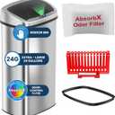 iTouchless 24 Gallon Extra Large Touchless Sensor Trash Can with AbsorbX Odor Filter, 91L Commercial Stainless Steel Automatic Kitchen Bin for Home, Office, Restaurant, Commercial Lobby, Store