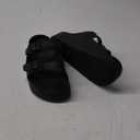 Womens Platform Sandals with Arch Support, Adjustable Buckle Beach Sandal Woman Comfort Lightweight Ultra Cushion EVA Slides (10, Double Buckle-black)