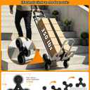 Aluminum 2 in 1 Hand Truck Dolly Cart with 6 Wheels, 600 Lbs Capacity, Heavy Duty Stair Climbing Dolly with Dual Handles, Bungee Cord & Strap for Flat Ground & Stairs, Warehouse, Home, Office, Silver