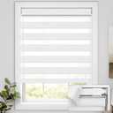 UNISHADES No Drill Cordless Zebra Blinds for Windows, Linen High Precision Fabrics, 25.5" W x 72" H Linen White