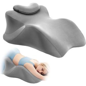 Wedge Pillow for Couples Intimacy, Spine & Hip Alignment Position Cushion, Memory Foam Lift Pillow for Adult Bed, Lounge & Relaxation, Comfort Support for Back, Waist & Posture- Light Grey