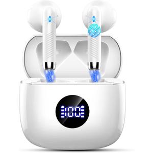 Jxrev Wireless Earbuds, Bluetooth 5.4 Headphones HiFi Stereo, in Ear Ear Buds with 4 ENC Noise Cancelling Mics, 40H Playback Earphones with Mini Case, IP7 Waterproof Headset with LED Display