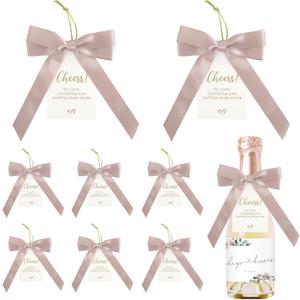AIMUDI Dusty Rose Satin Ribbon Bows 3.5'' Bows for Gift Wrapping Premade Satin Bow with Card Pretied Bows for Wine Bottles Treats DIY Crafts Wedding Bridal Baby Shower Birthday Holiday Decor, 24 PCs