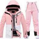 WOWULOVELY Women's Winter Skisuit Waterproof Windproof Ski Jacket and Pants Insulated Snowsuit Snowboarding Coat (Large)