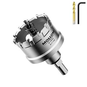 Mollom (1-7/8''|48mm) Heavy Duty Carbide Hole Saw with 2 Pilot Drill Bits, Hole Cutter cuts Stainless Steel, mild Steel, Iron, Copper, Brass, Plastic