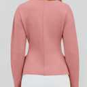 Saodimallsu Womens V Neck Sweater Blazer Peplum Long Sleeve Knit Open Front Split Cardigan Sweaters (Pink, L)