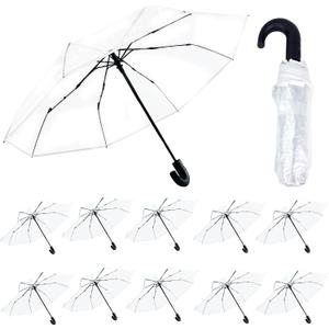 10/20 Pack Clear Wedding Umbrellas Bulk, Portable Auto Open Close Transparent Design, Durable High-Visibility Folding Rain Umbrellas for Photography, Party, Travel, Golf, Outdoor Events